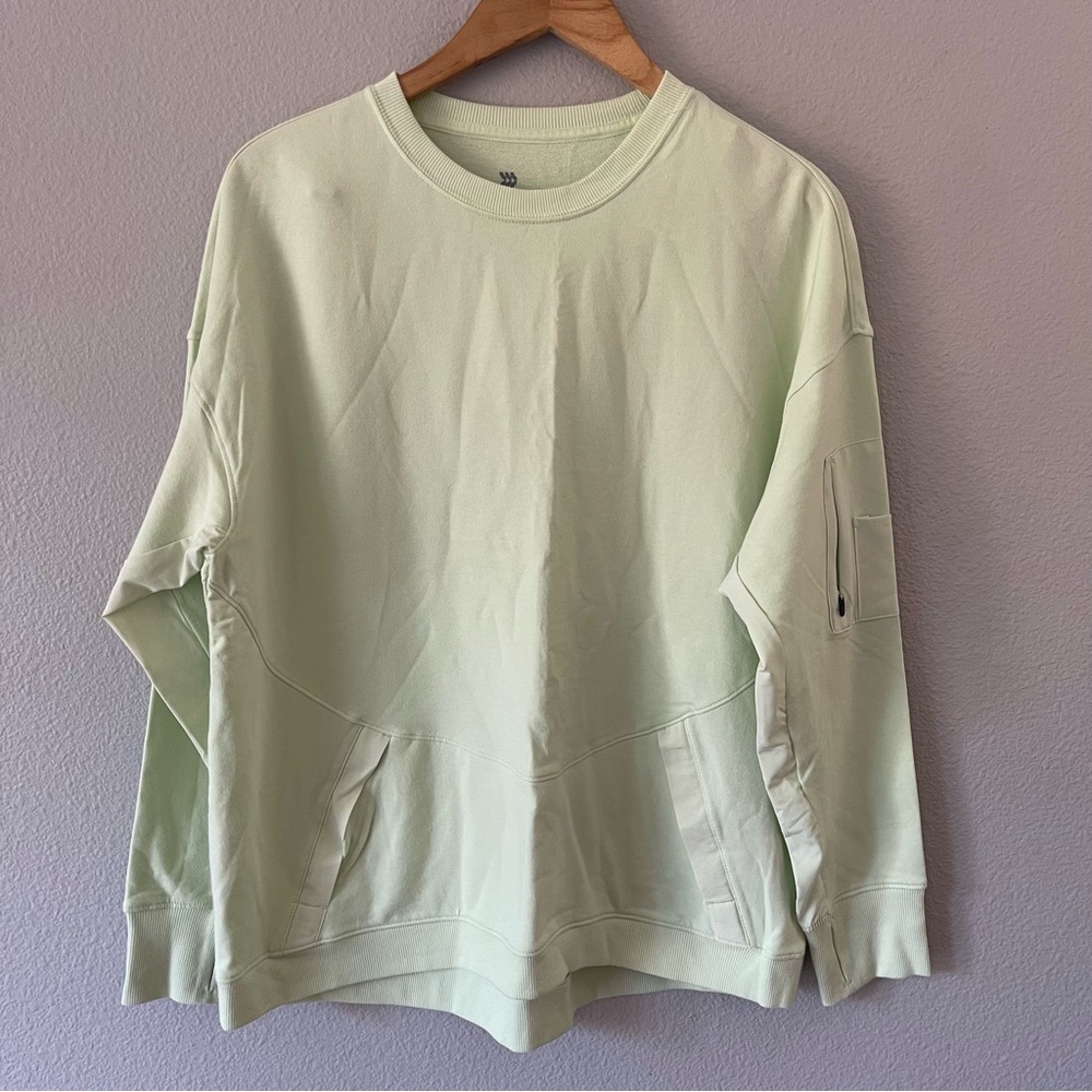 All In Motion French Terry Woven Mix Crew Sweatshirt Size XL Lime
